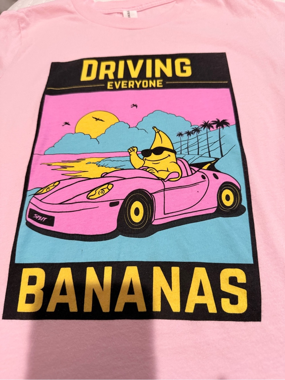 Bella + Canvas Pink 'Driving Bananas' Graphic Tee Size S (6-8) - Picture 3 of 6